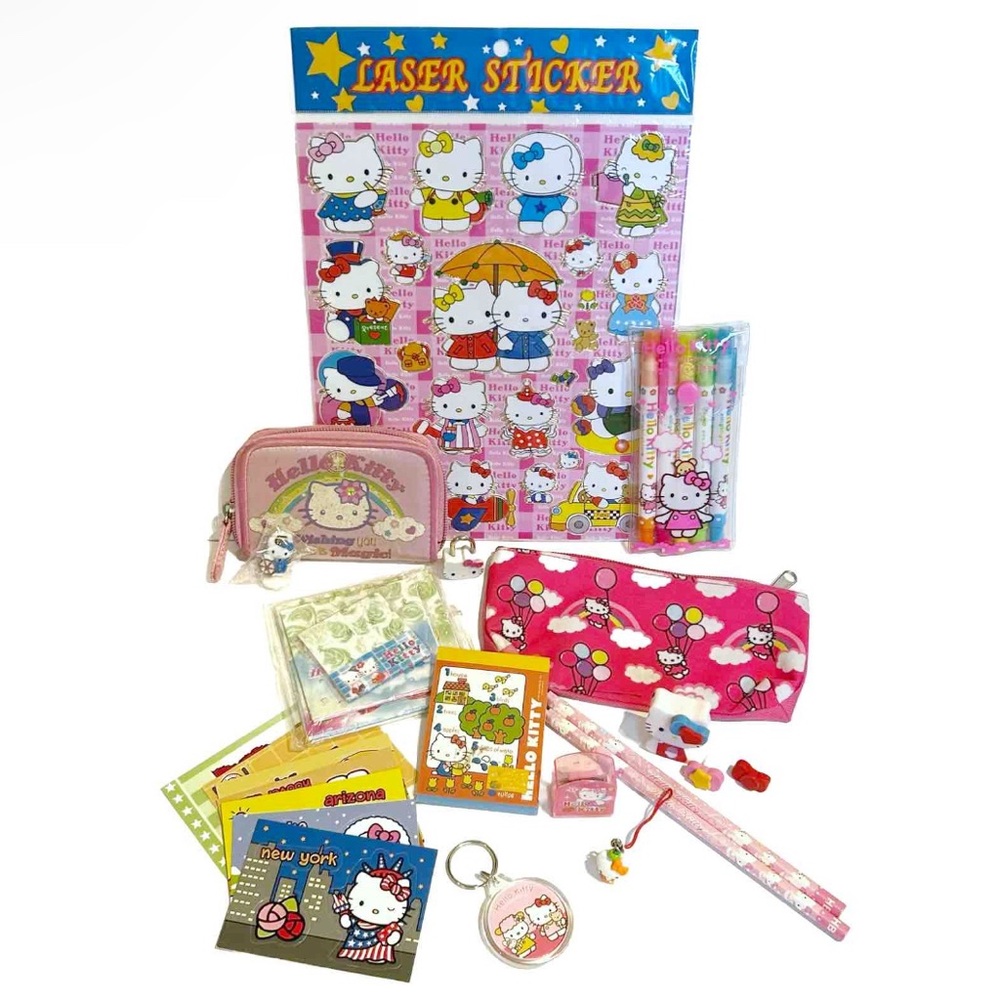 Sanrio Hello Kitty Lot Pencil Case Stickers Keychain Charm Wallet Stationary Toy